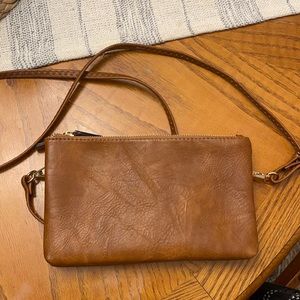 Tan crossbody perfect Summer day out bag can also be a clutch